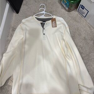 Eddie Bauer Cream Waffle Henley Shirt